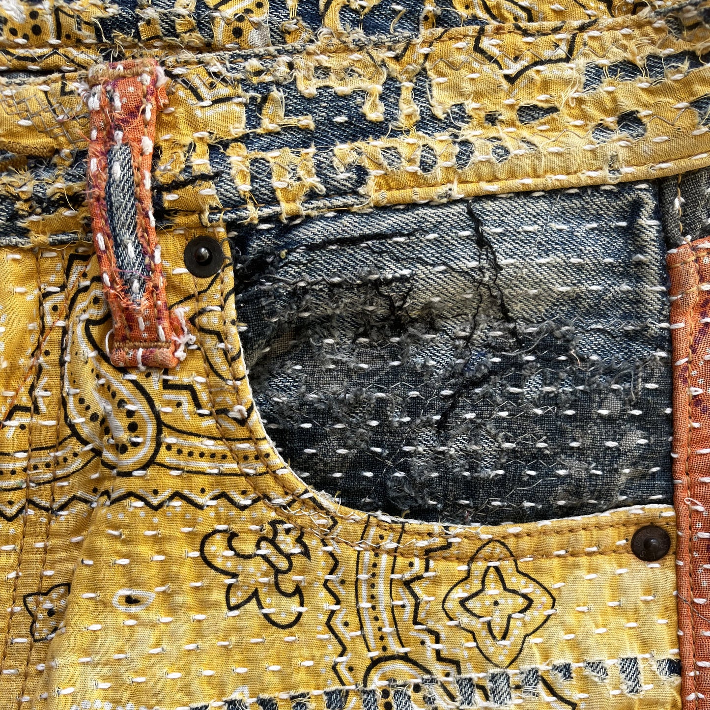 Boro Bandana Sashiko Distressed Jeans - W30"