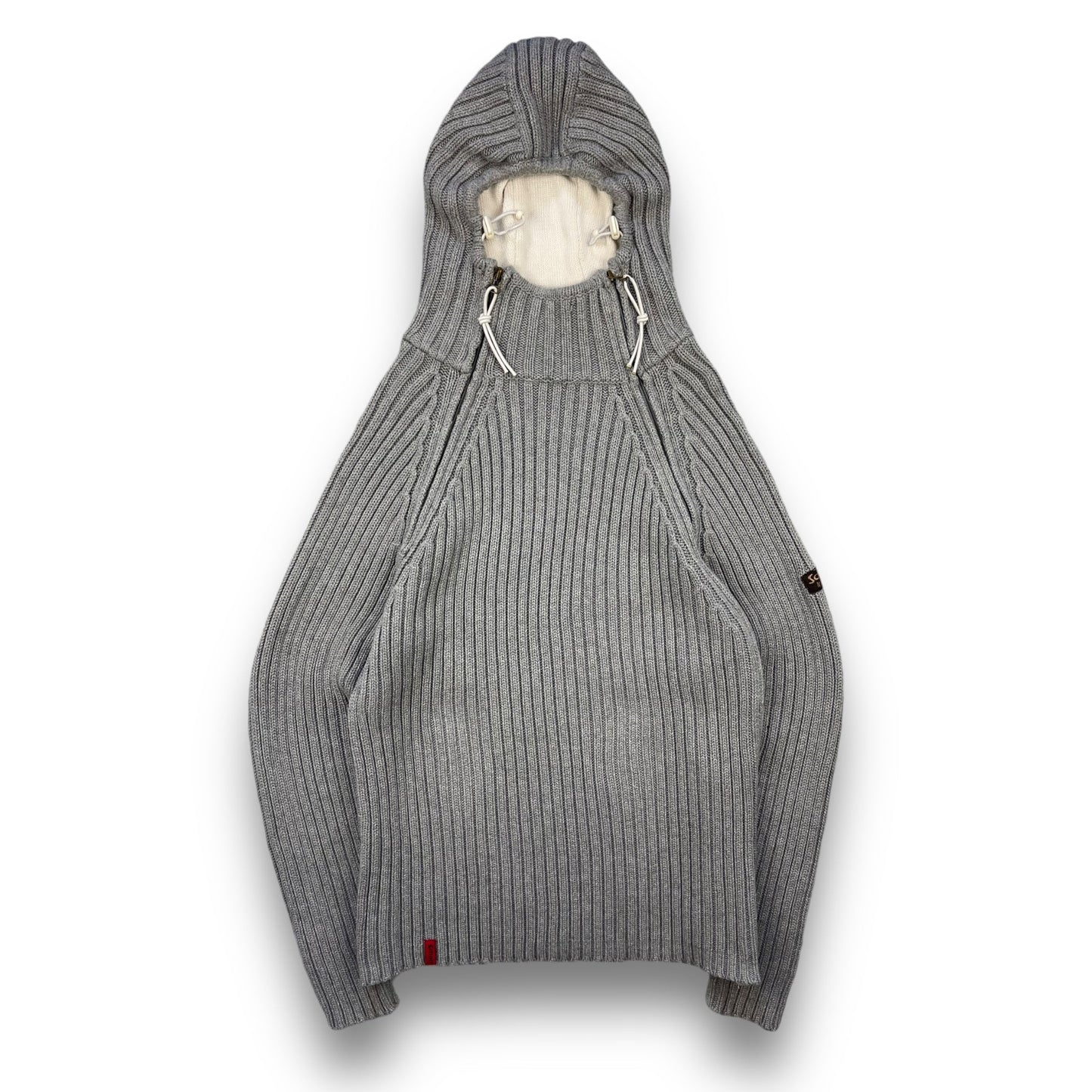 2000's Schott NYC Dual Zip Knitted Balaclava Hoodie (L) | Default Title, Grey