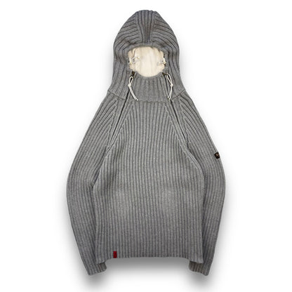 2000's Schott NYC Dual Zip Knitted Balaclava Hoodie (L) | Default Title, Grey