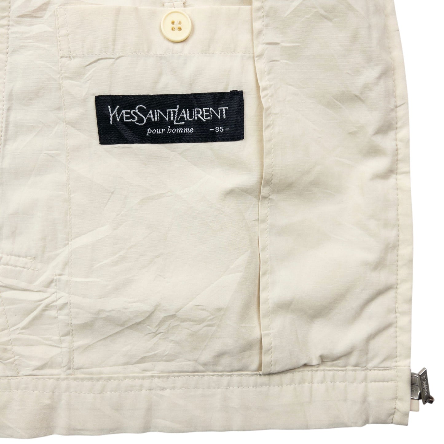 Vintage 90s YSL Yves Saint Laurent Harrington Jacket Size S | Small, Cream