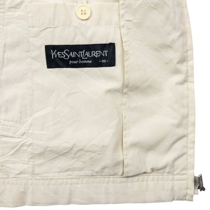 Vintage 90s YSL Yves Saint Laurent Harrington Jacket Size S | Small, Cream