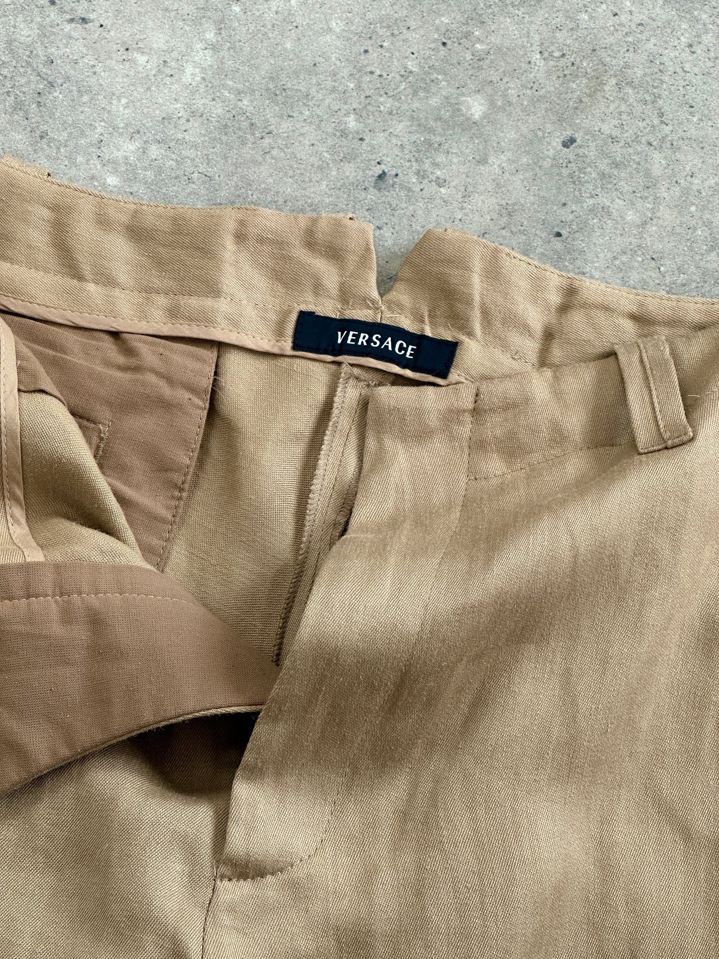 Versace 1990s Pure Ramie Wide Leg Trousers - W34