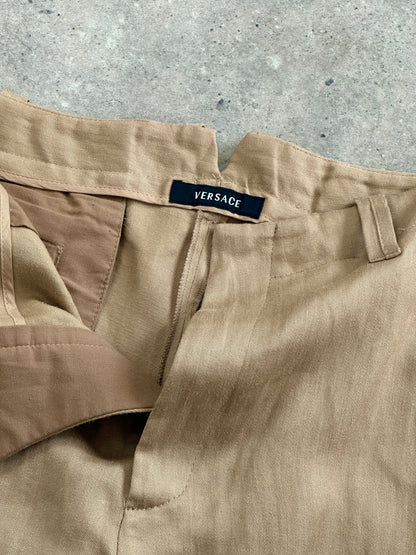 Versace 1990s Pure Ramie Wide Leg Trousers - W34