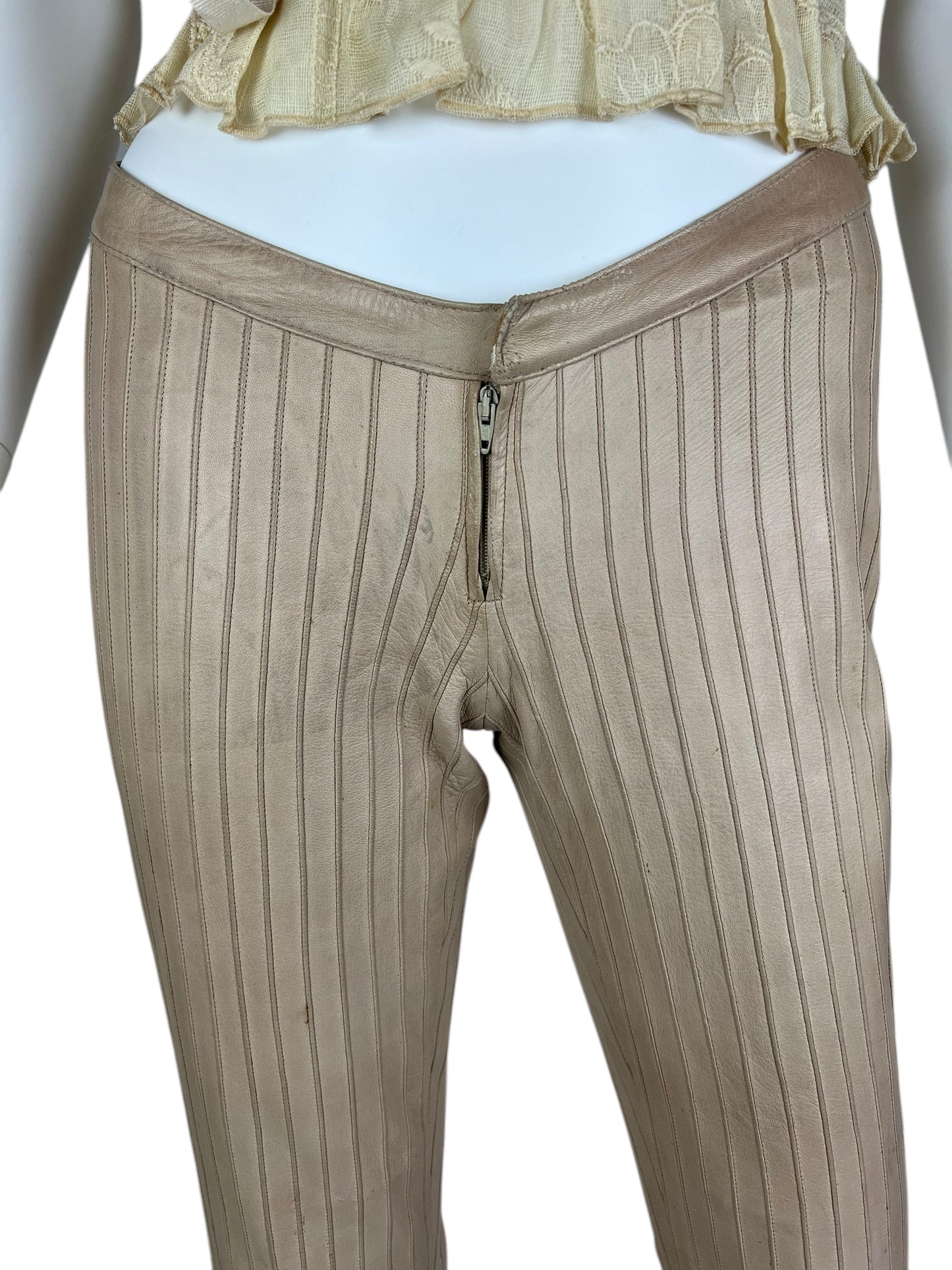 Gucci F/W 1999 leather pinstripe trousers Tom Ford era