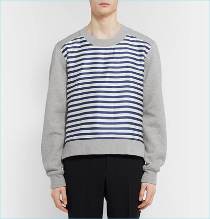 Burberry 2017 Striped Nylon Appliqué Logo Crewneck - XXL | Grey