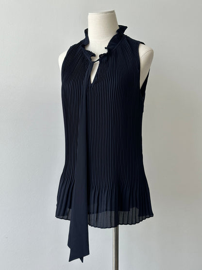 DKNY 2000s Pleated Sleeveless Tie Top - L