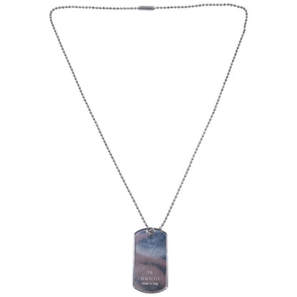 Vintage 2000s Gucci Embossed Dog Tag Necklace | O/S, Grey