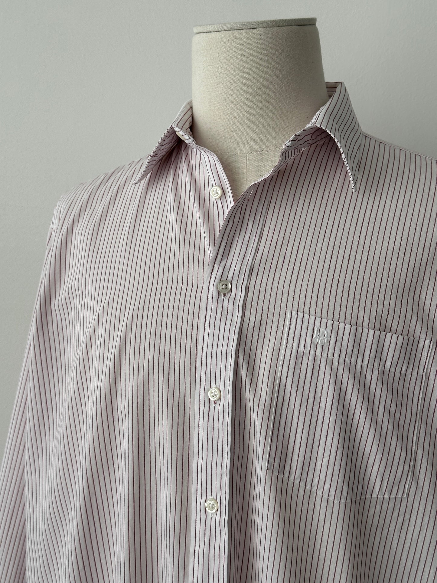 Christian Dior 1990s Cotton Striped Logo Shirt - M | Medium, Multicoloured