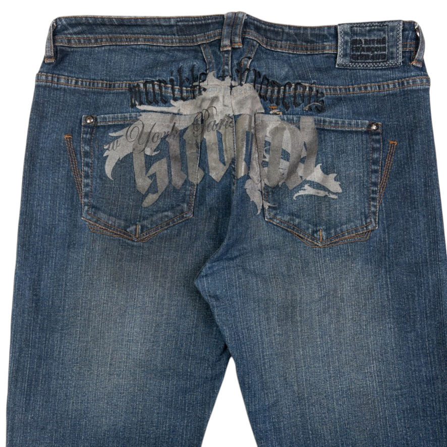 Vintage Marithe + Francois Girbaud Graphic Cropped Denim Jeans Size W36