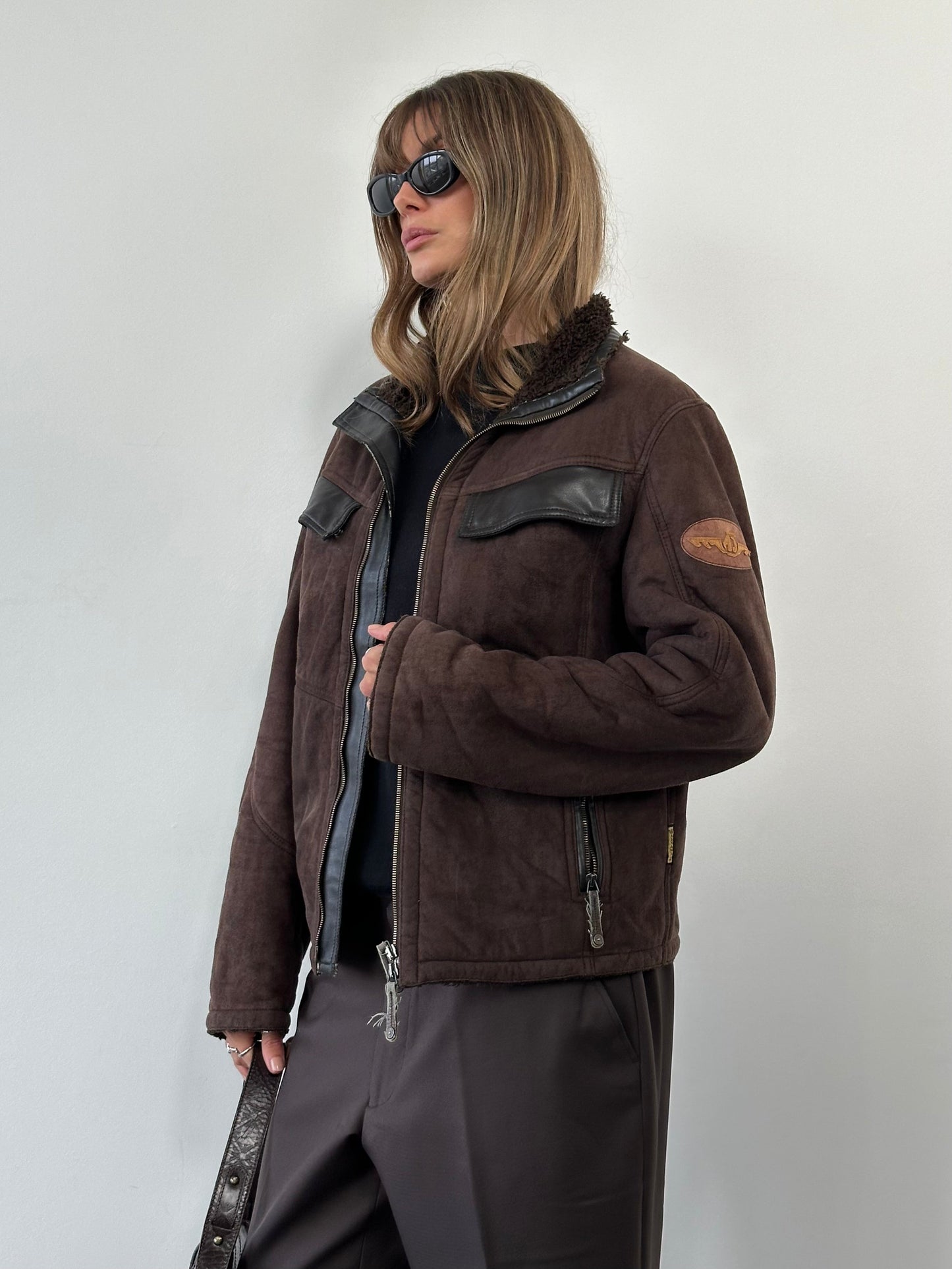 Armani Jeans Double Zip Faux Suede Jacket - M/L