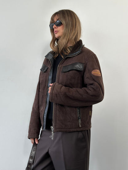 Armani Jeans Double Zip Faux Suede Jacket - M/L