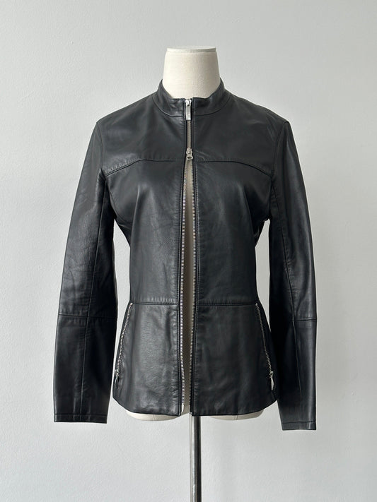 Armani Jeans Double Zip Leather Jacket - XS-S