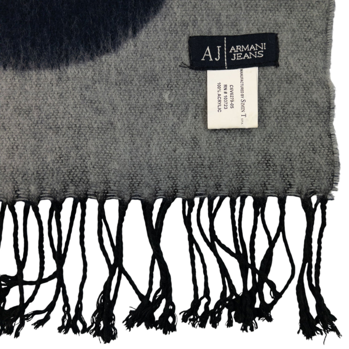 Vintage 2000s Armani Jeans Wool Tassel Scarf | O/S, Navy