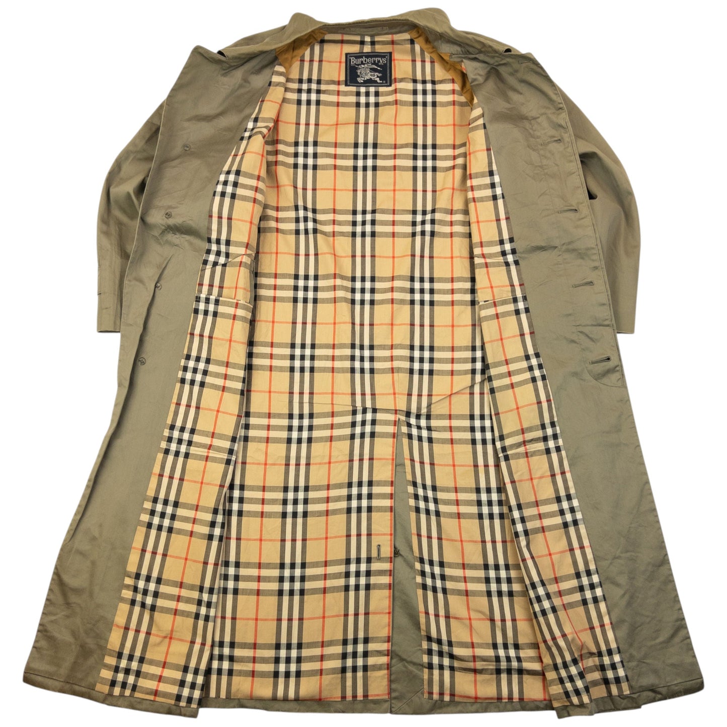 Vintage 90s Burberry Nova Check Lined Trench Jacket Size XL | XL, Green