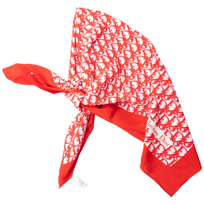 Vintage 90s Dior Monogram Pixel Silk Scarf | O/S, Red