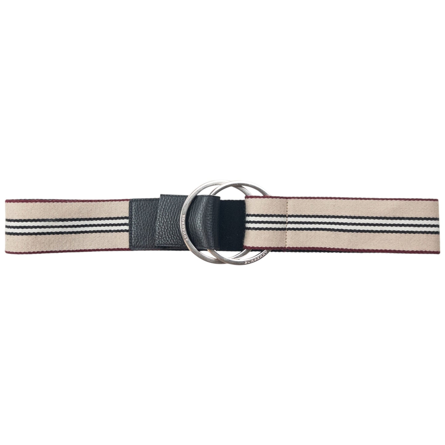 Vintage 2000s Burberry Striped Belt Size L | O/S, Beige, Black, Burgundy