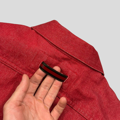 Gucci by Tom Ford 1999 Red Denim Cropped Front Drop Jacket - IT42