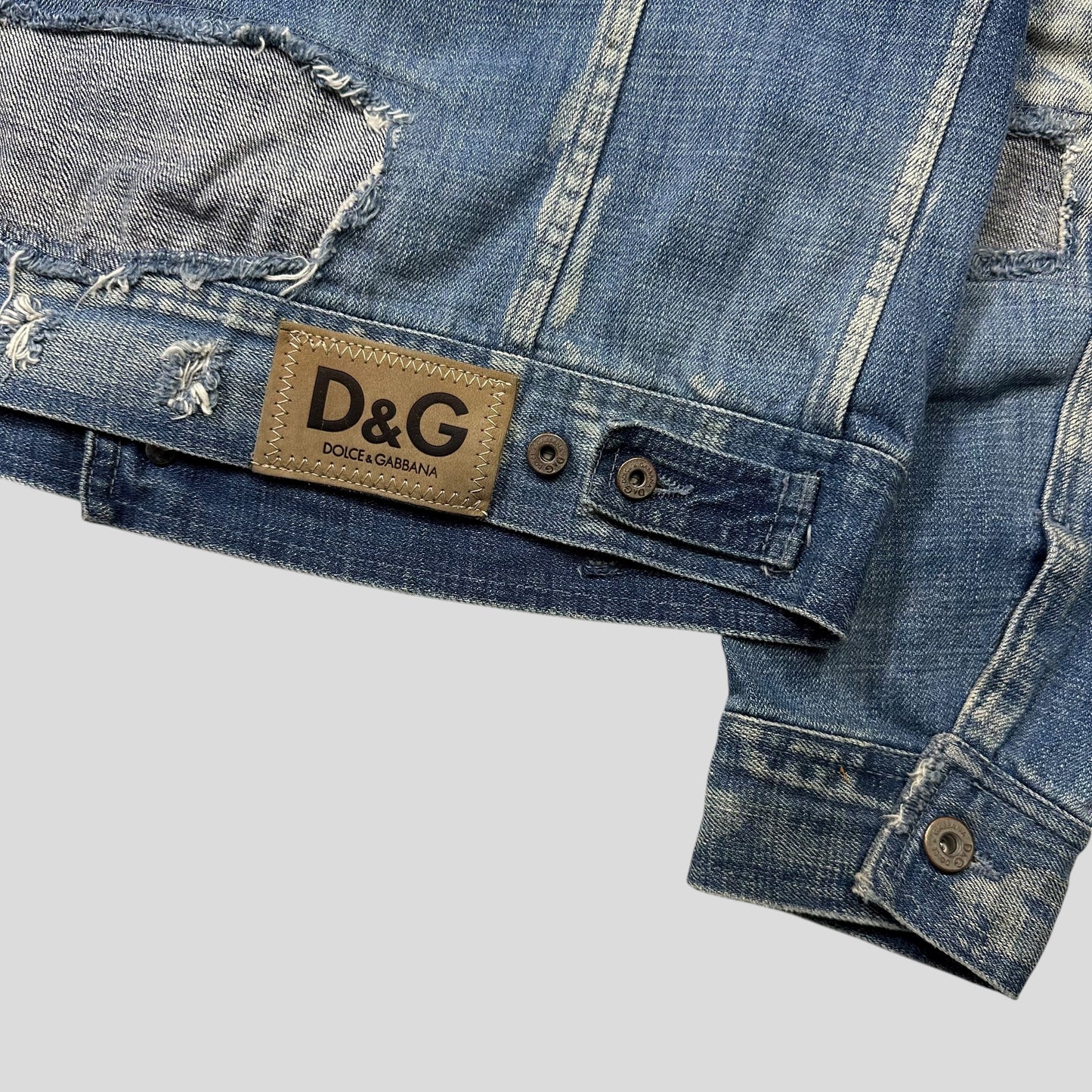D&G AW04 Distressed Reconstructed Denim Boxy Jacket - L (M)