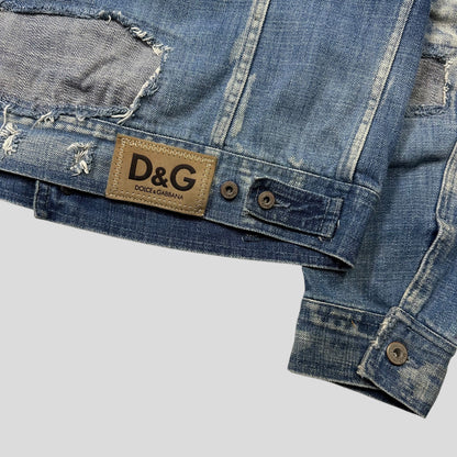 D&G AW04 Distressed Reconstructed Denim Boxy Jacket - L (M)