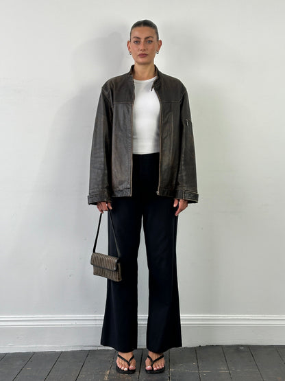 Max Mara Cotton Silk Mid Waisted Straight Leg Trousers - W34