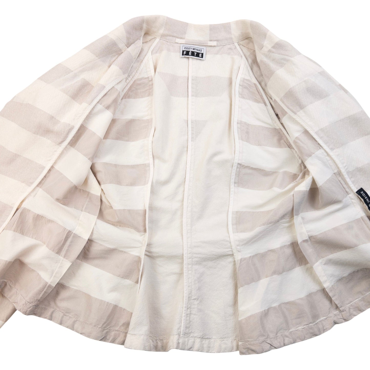 Vintage 90s Issey Miyake Fete Striped Jacket Womens Size M | Medium, Cream