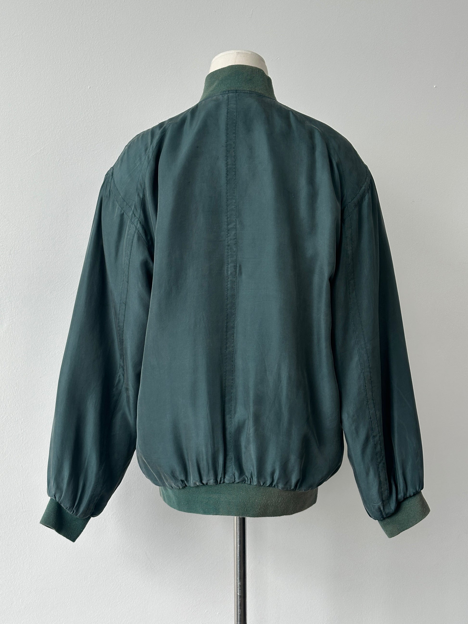 Vintage 1990s Pure Silk Bomber Jacket - M