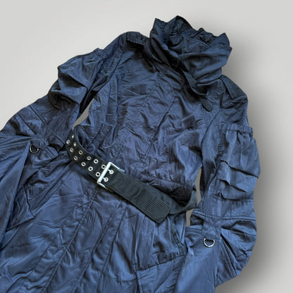 2000's Marithé François Girbaud Nylon Utility Trench Coat M | O/S, Navy
