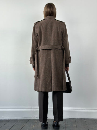Italian Vintage Wool Mohair Single Breasted Belted Coat - L