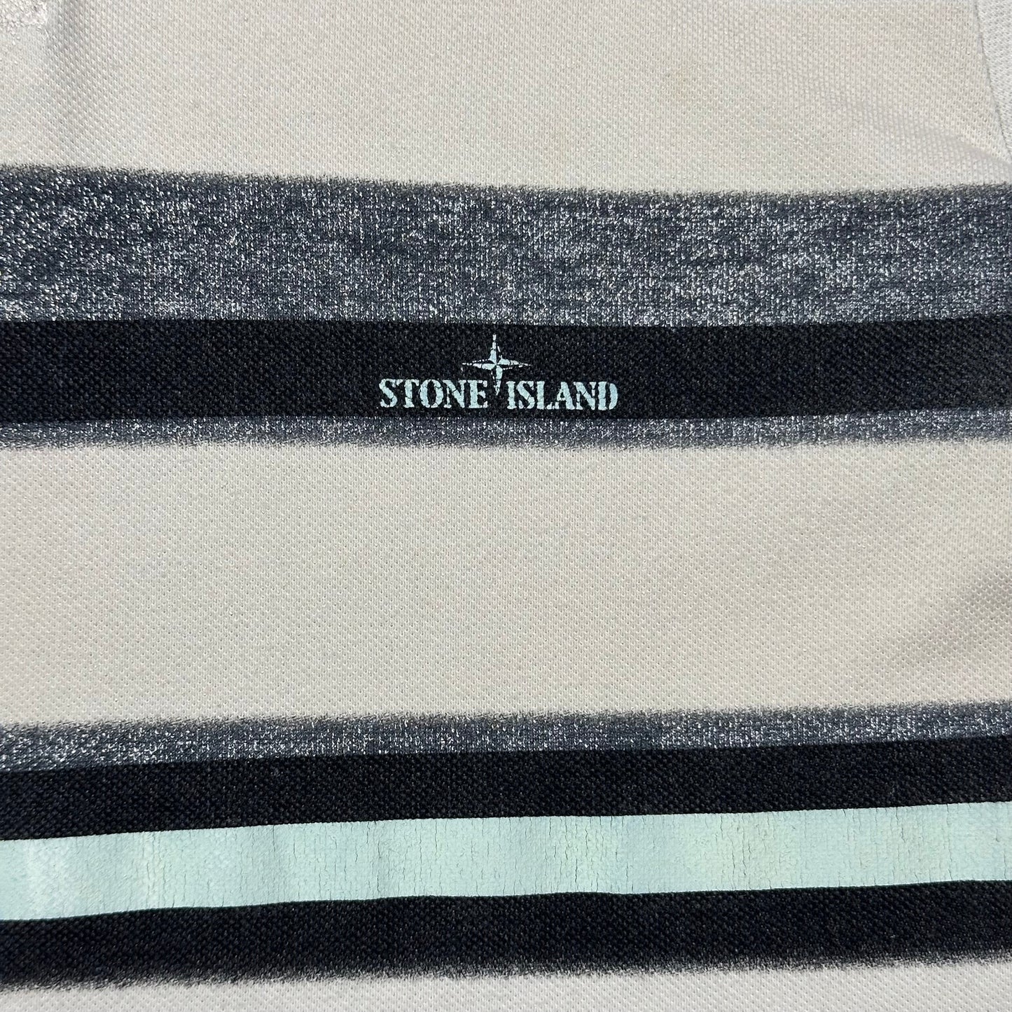 Stone Island SS13 Mint Logo Striped Polo Shirt - L (M)