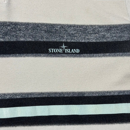 Stone Island SS13 Mint Logo Striped Polo Shirt - L (M)