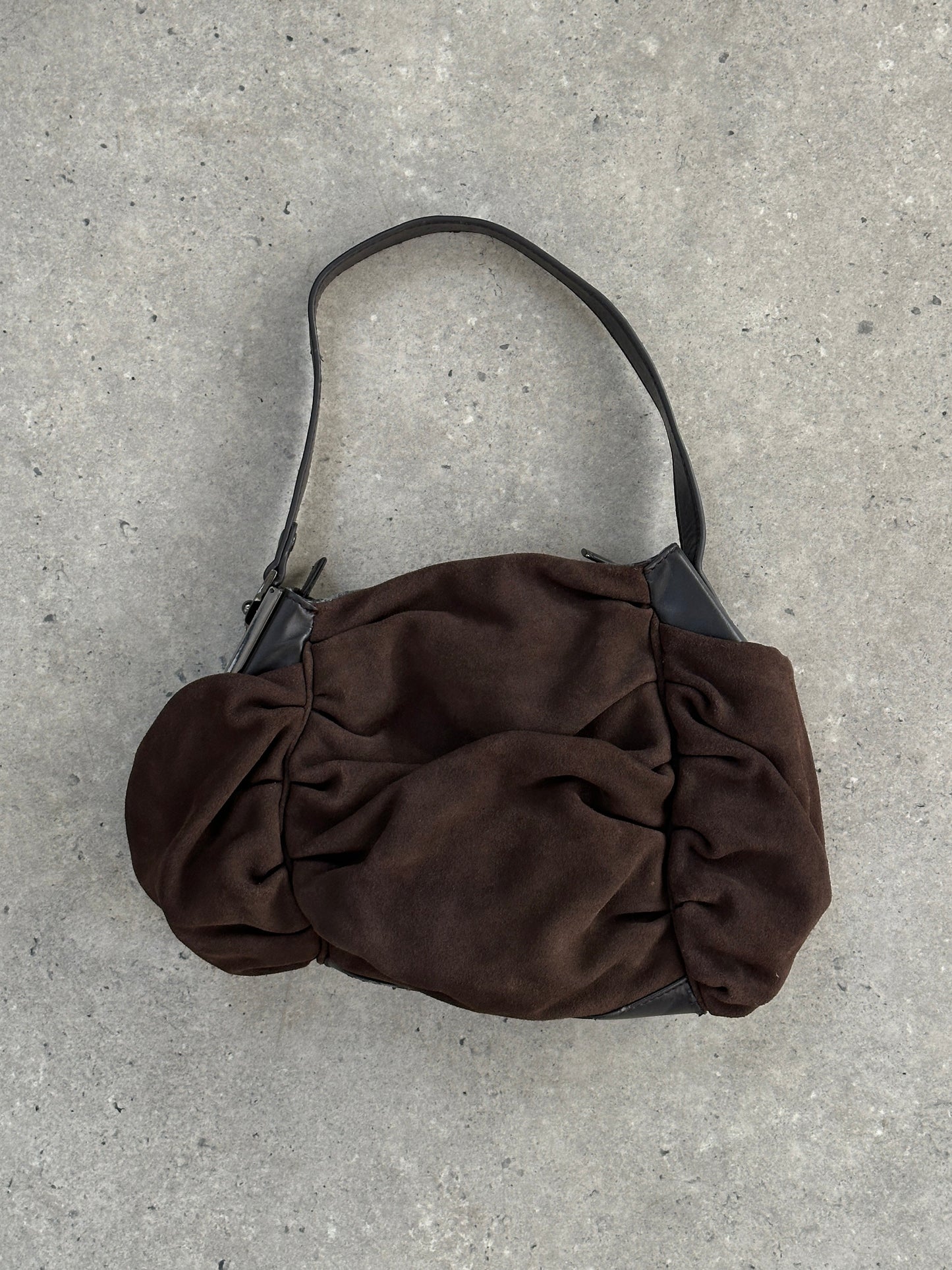 Armani Jeans Suede Ruched Shoulder Bag