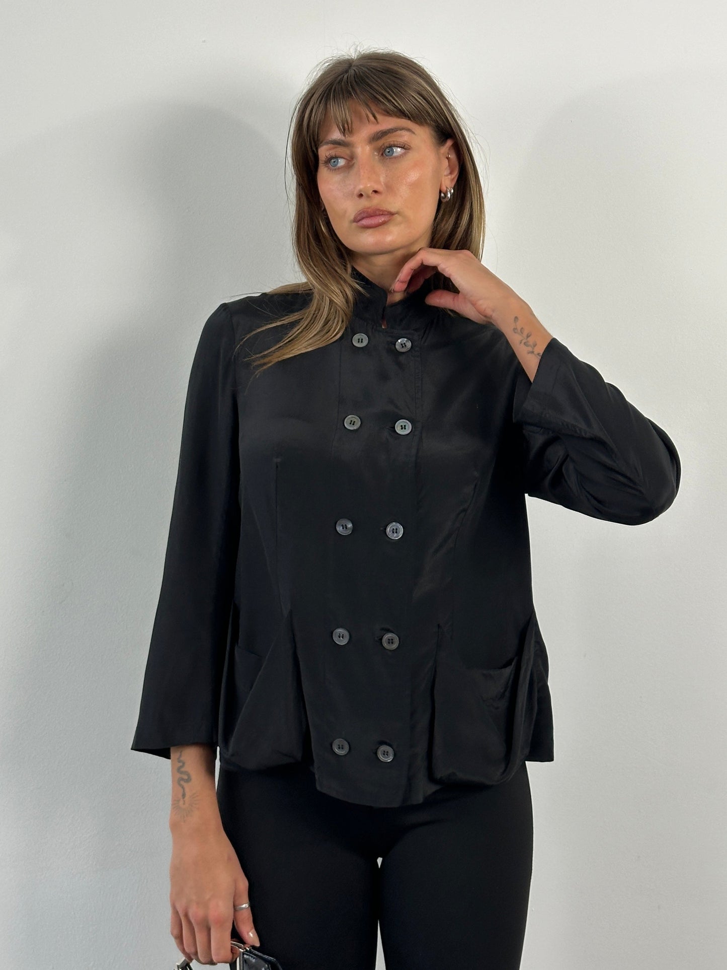 Nicole Farhi 2000s Pure Silk Double Breasted Shirt - S/M