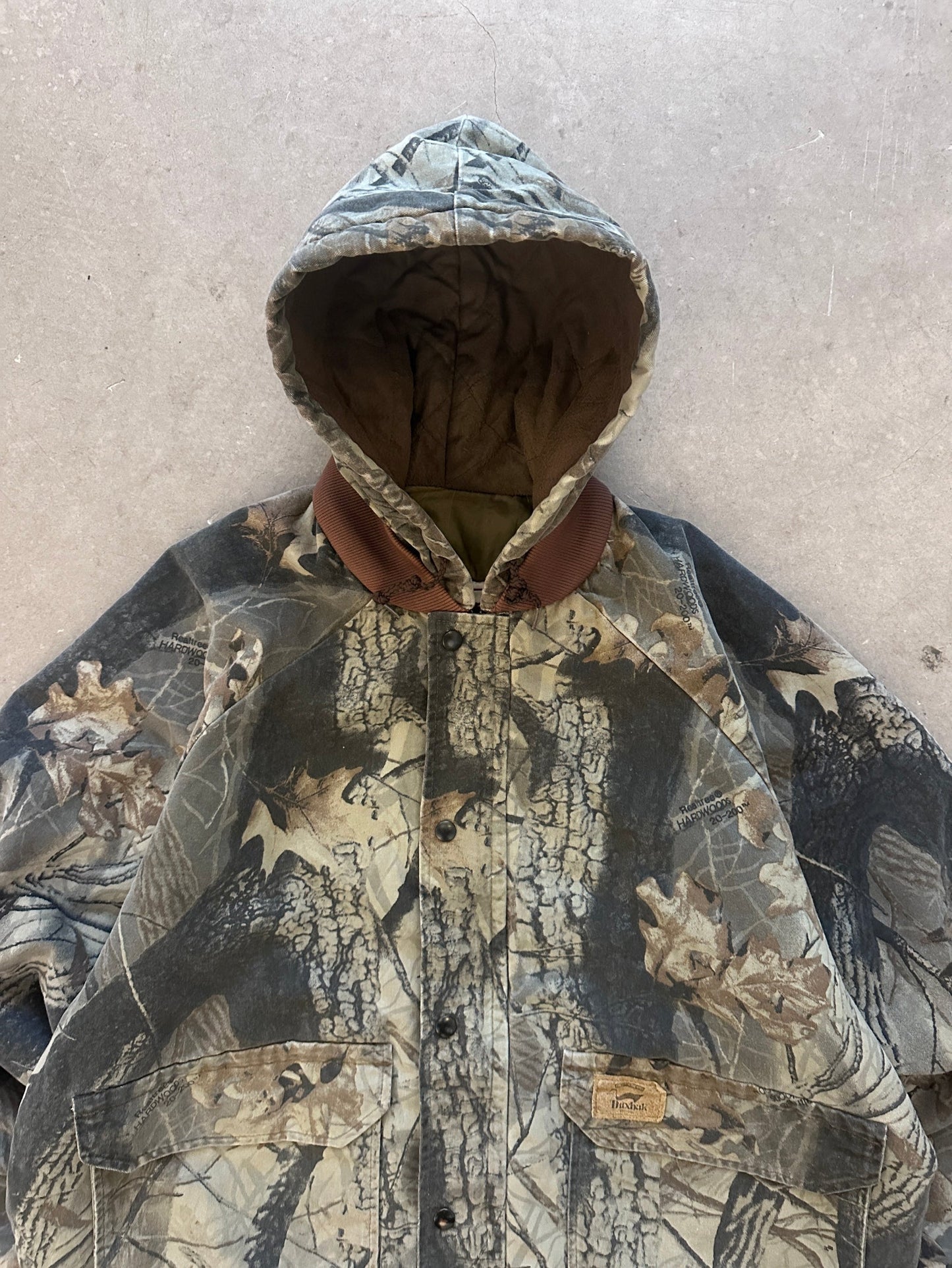 1990’s Duxbak RealTree Lined Jacket - XL | Camouflage, Red