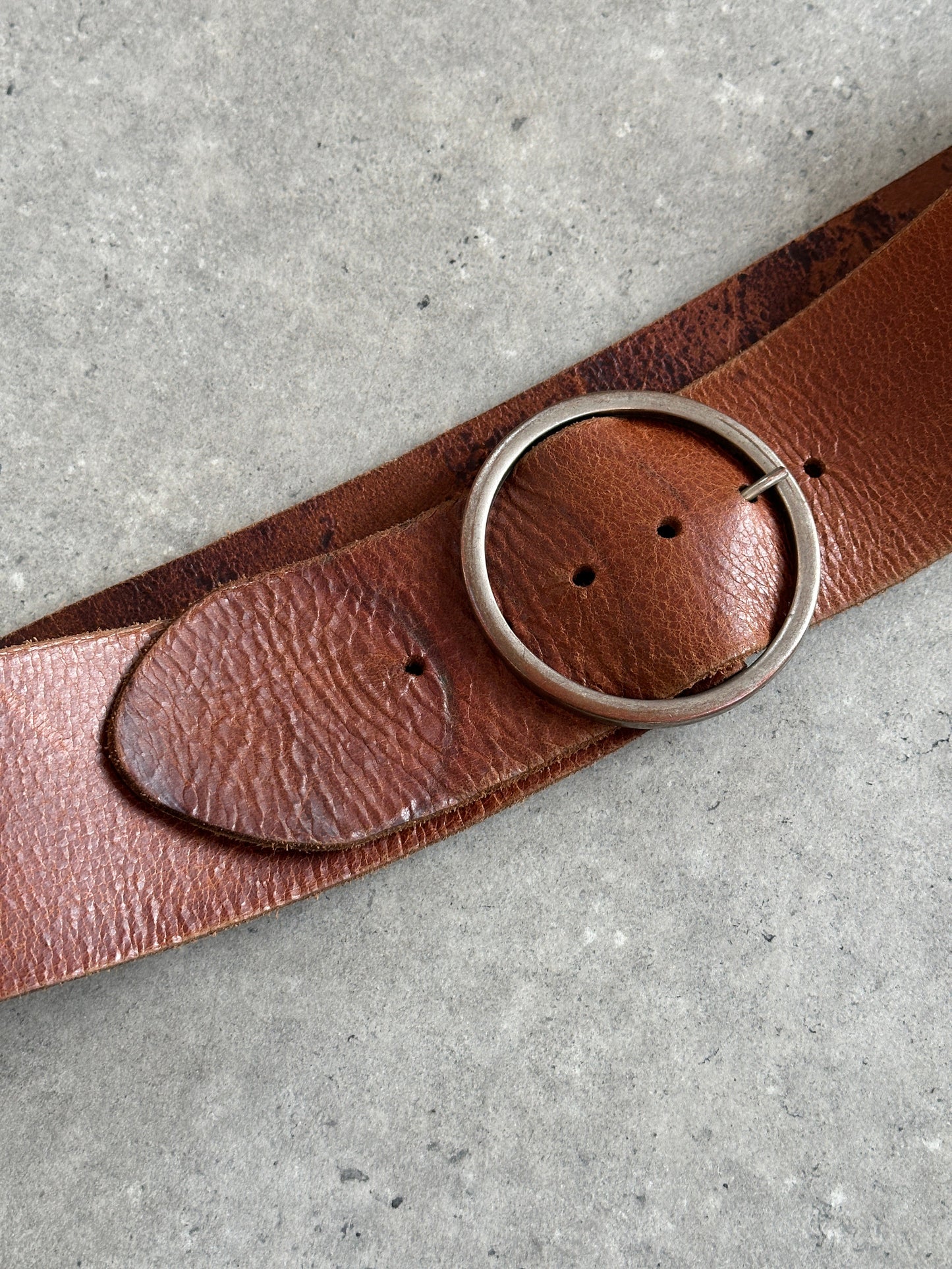 Vintage 1990s Round Leather Chunky Belt - W38-42