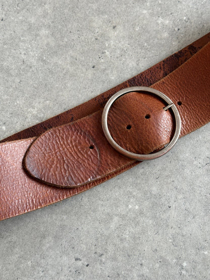 Vintage 1990s Round Leather Chunky Belt - W38-42