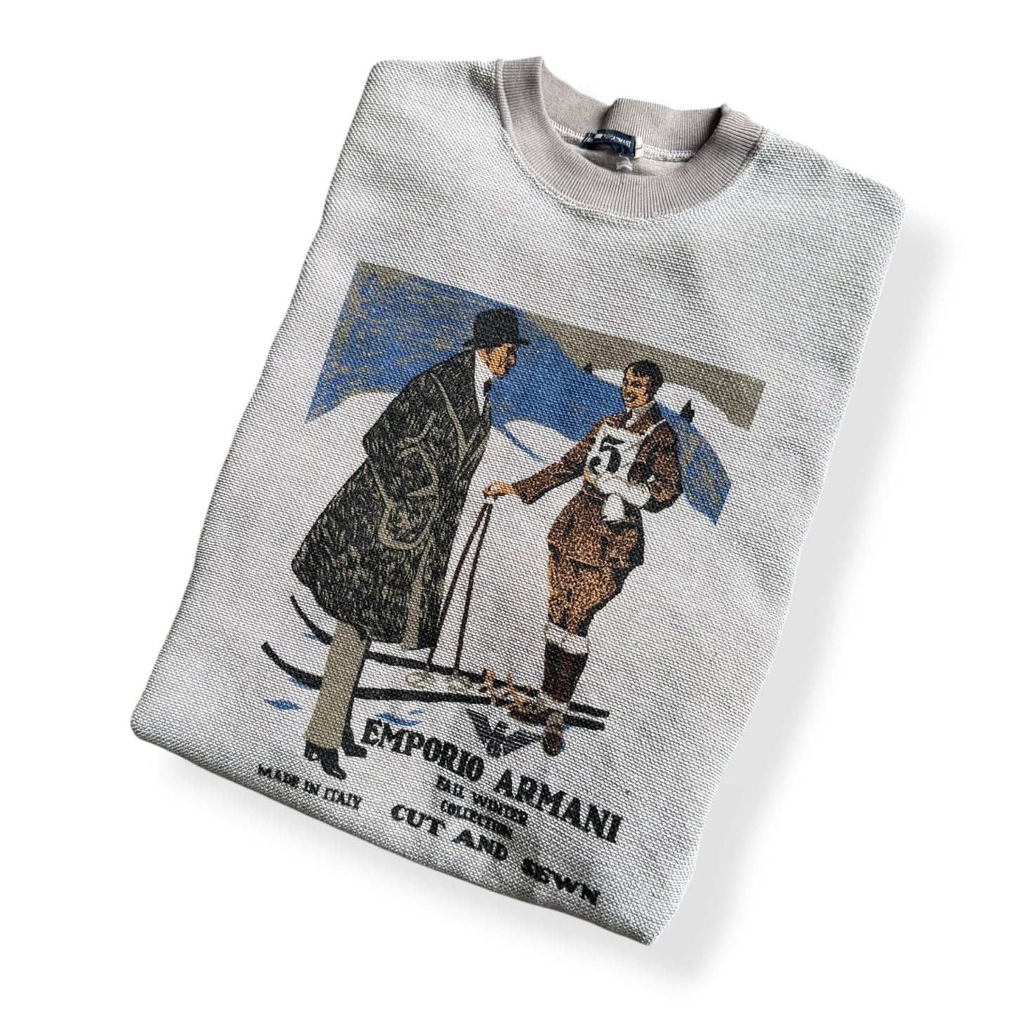 1980's Emporio Armani 'Cut & Sewn' Waffle Sweatshirt (L) | Default Title, Red