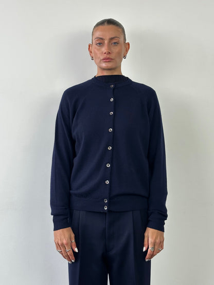 Vintage Scottish Pure Merino Wool Cardigan - M