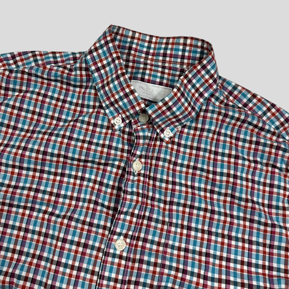 Prada 2018 Neo-plaid Micro Check Longsleeve Shirt - M | Medium, Multicolour