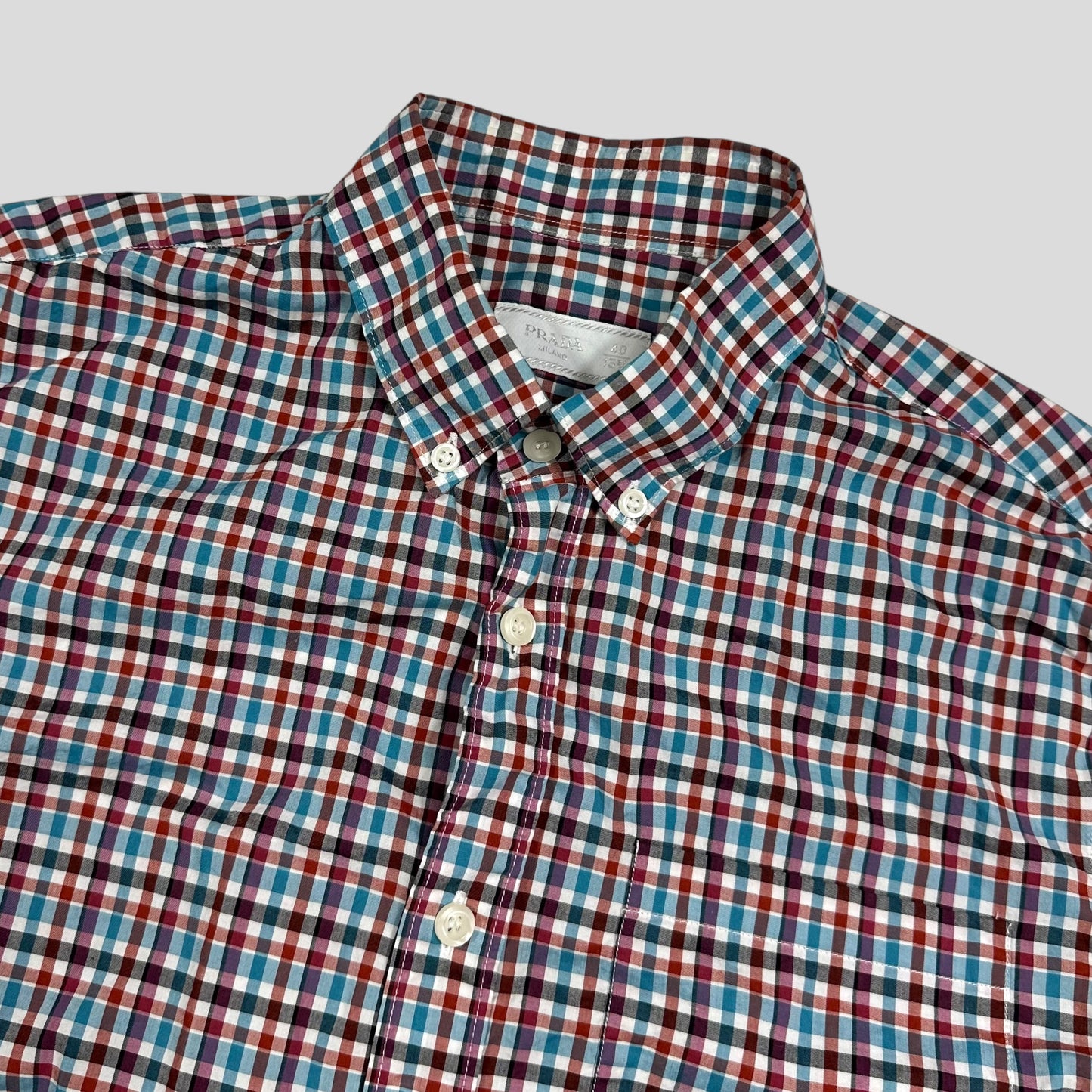 Prada 2018 Neo-plaid Micro Check Longsleeve Shirt - M | Default Title, Neon Multicolour