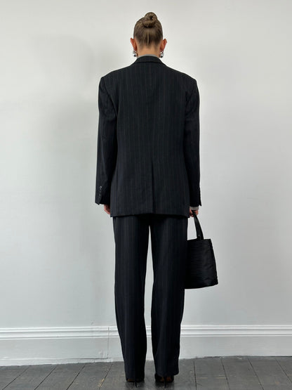 Yves Saint Laurent Brushed Wool Pinstripe Three Piece Suit - 40R/W30