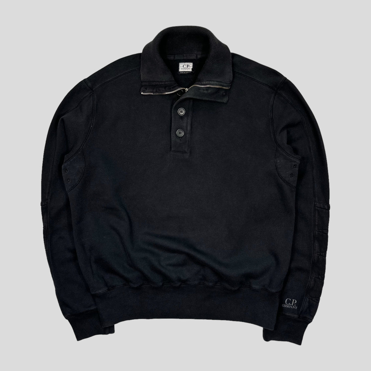 CP Company AW08 Heavyweight Cotton 1/4 Logo Pullover - L | Large, Black
