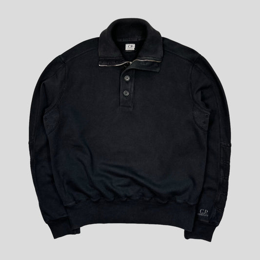 CP Company AW08 Heavyweight Cotton 1/4 Logo Pullover - L | Large, Black