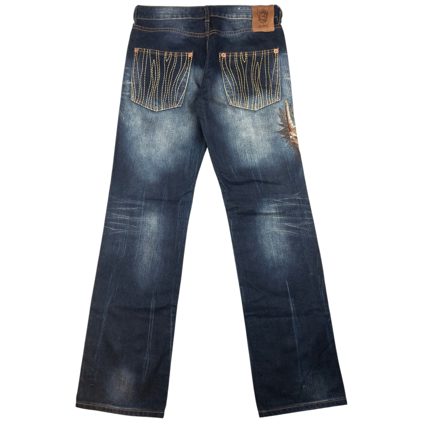 Vintage Oniarai Embroidered Monster Japanese Denim Jeans Size W31