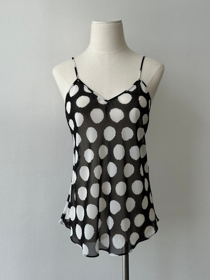 Diane Von Furstenberg 2000s Sheer Spotted Cami Top - M