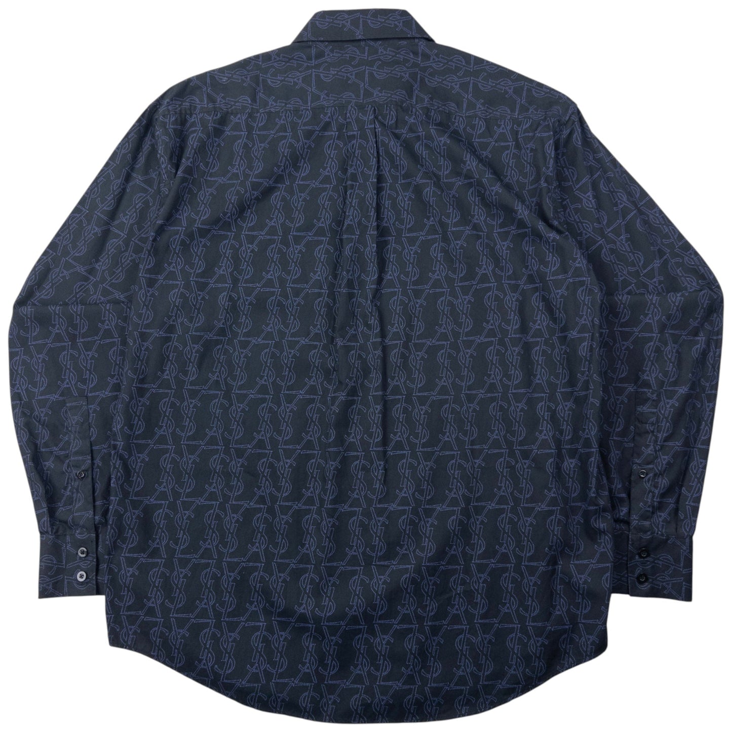 Vintage YSL Yves Saint Laurent Monogram Long Sleeve Button Up Shirt Size L
