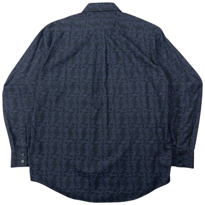 Vintage YSL Yves Saint Laurent Monogram Long Sleeve Button Up Shirt Size L