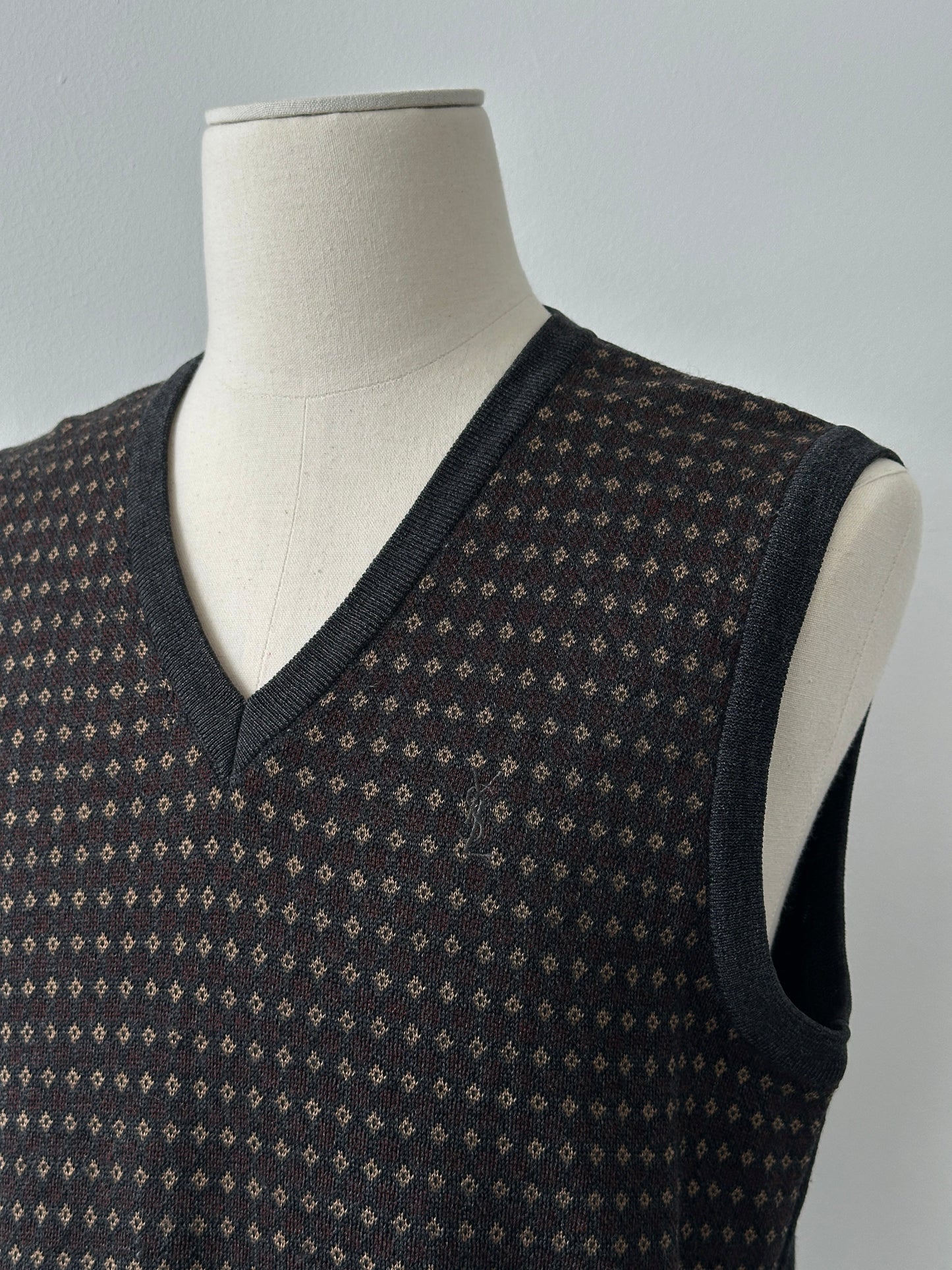 Yves Saint Laurent 1990s Wool Sleeveless V Neck Jumper - M