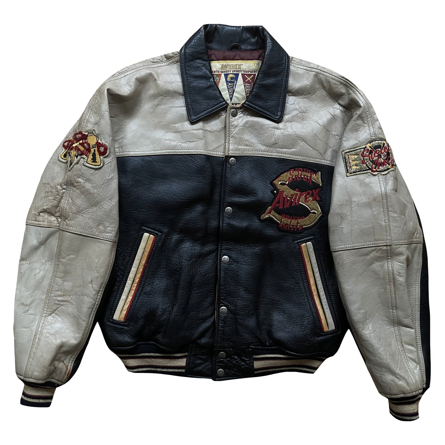 Avirex 'Sioux Chiefs' Leather Varsity Jacket - M
