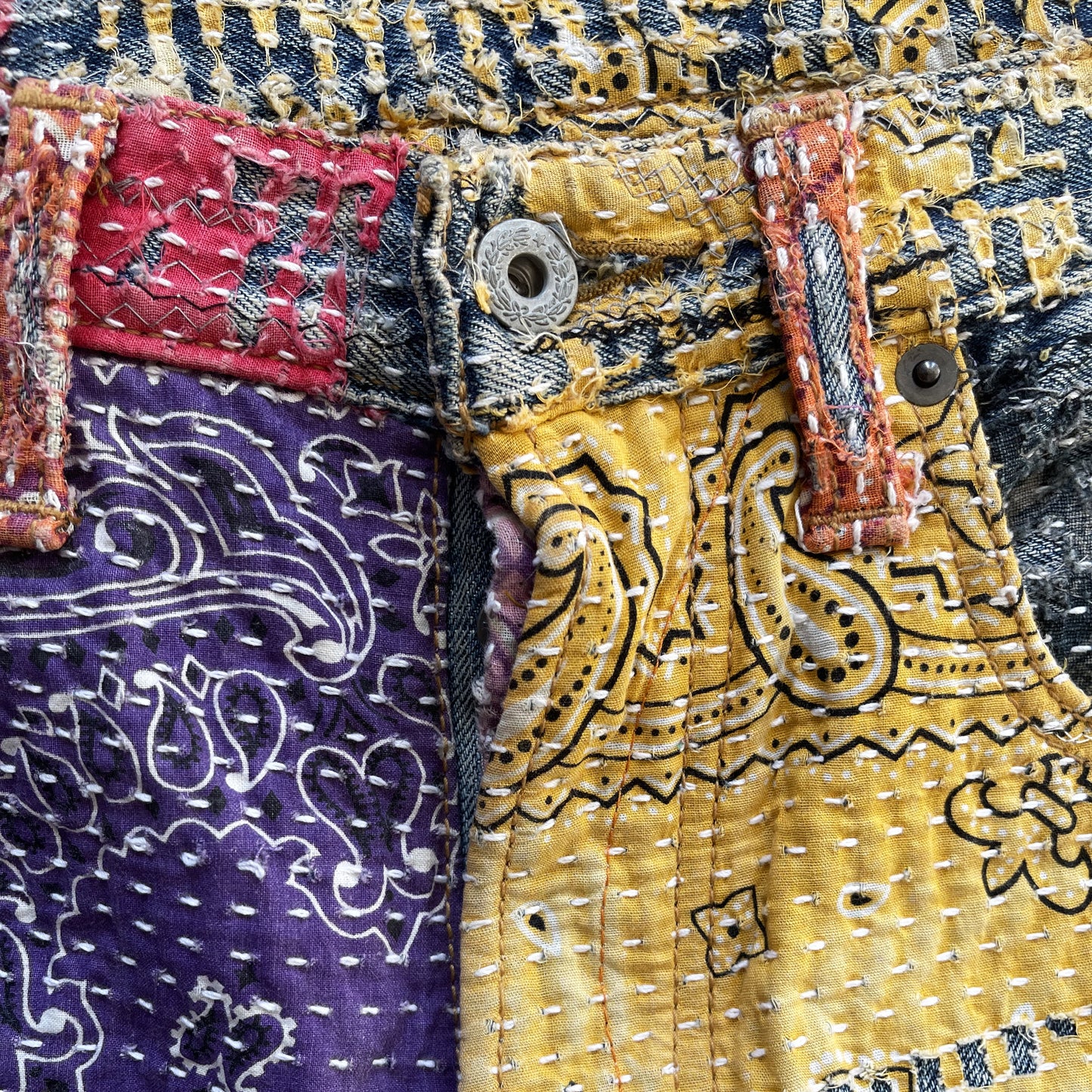 Boro Bandana Sashiko Distressed Jeans - W30"