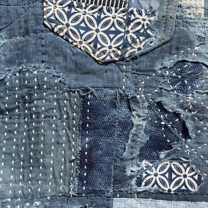 Indigo Boro Sashiko Distressed 501 Jeans - W32"